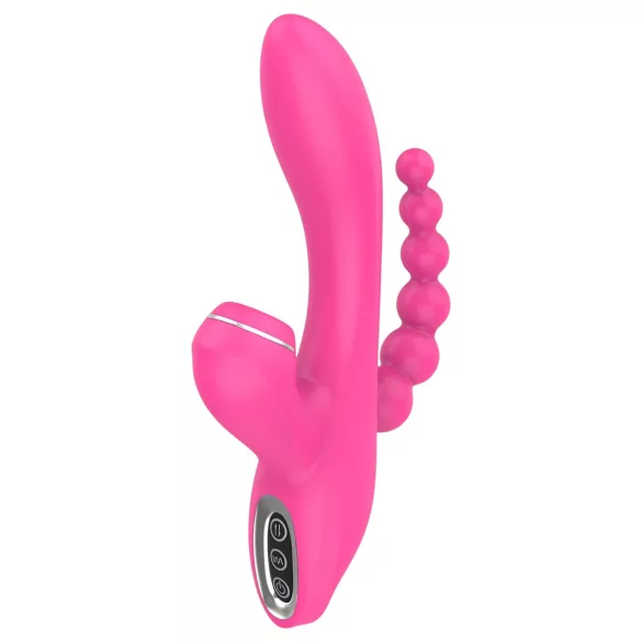 Erospace Sweet Play - vibratore punto G con sonda anale e aspirazione (rosa)