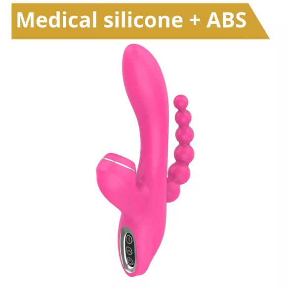 Erospace Sweet Play - vibratore punto G con sonda anale e aspirazione (rosa)