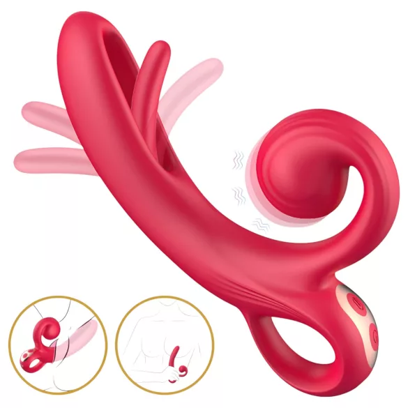 Erospace Sweet Play - vibratore con braccio clitorideo (rosso)