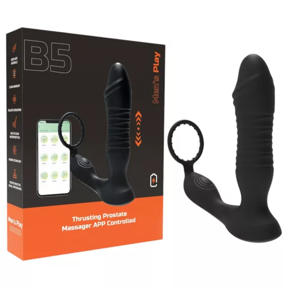 Erospace Men's Play - vibratore anale a spinta controllato tramite app (nero)