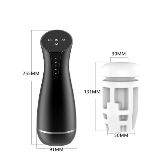 Men's Play - masturbatore succhiante vibrante con funzione riscaldante (nero)