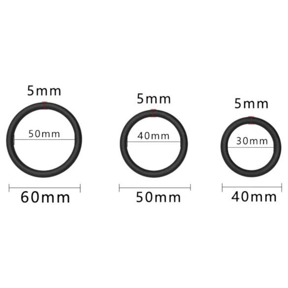 Men's Play - set anelli fallici - silicone nero (3 pezzi)