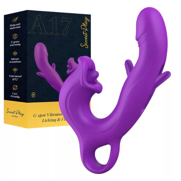 Erospace Sweet Play - vibratore con leccalingua per il clitoride e per il punto G oscillante (viola)
