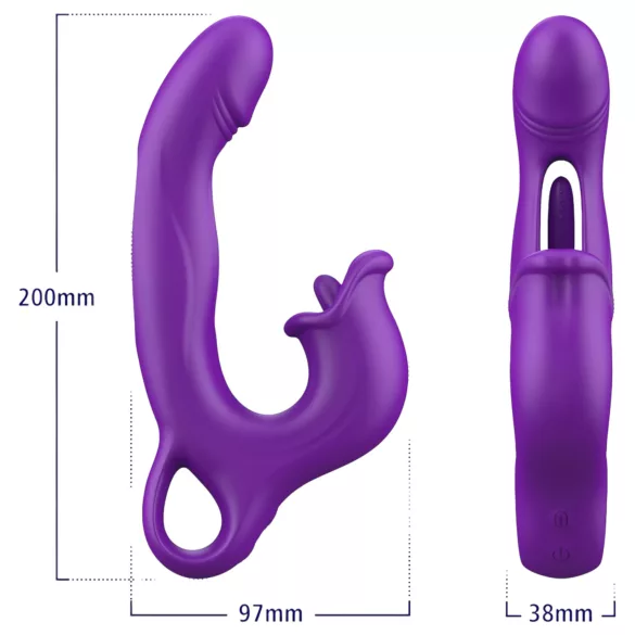 Erospace Sweet Play - vibratore con leccalingua per il clitoride e per il punto G oscillante (viola)