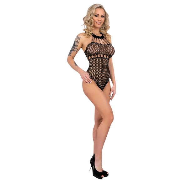 Livco Orvina - body a rete nero con collo allacciato a pois - Taglie S-L