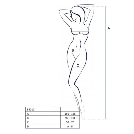 Body Rete Aperto a Quadri Passion BS010 (Bianco) - Taglia Unica S-L