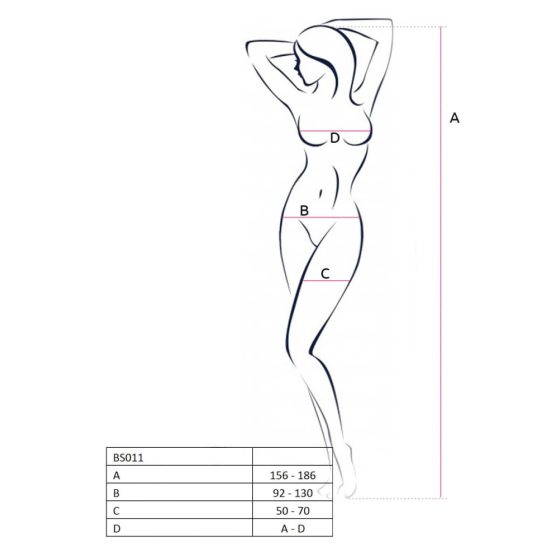 Set rete sexy con apertura intima e posteriore - Passion BS011 (bianco) - Taglia Unica S-L