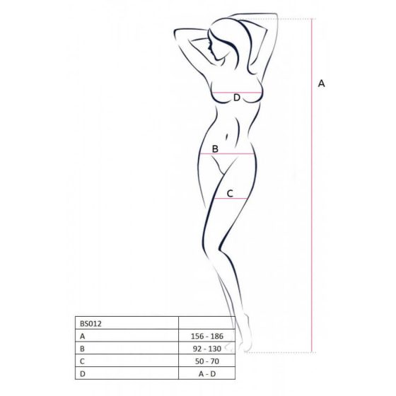 Set di Bodystocking Passion BS012 - Reticolo Senza Maniche con Aperture Decorate (Bianco) - Taglia Unica S-L