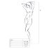 Passion BS014 - tuta aperta rete con corsetto (bianco) - S-L