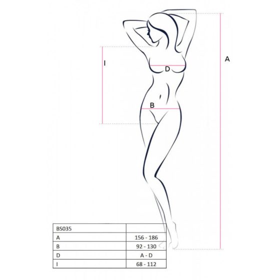Body in rete Passion BS035 con spalline estreme e aperture intime (bianco) - Taglia Unica S-L