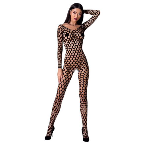 Passion BS077 - Tuta a rete manica lunga (nero) - Taglie S-L