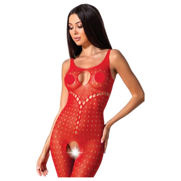 Passion BS078 - catsuit aperto a pois - rosso (S-L)