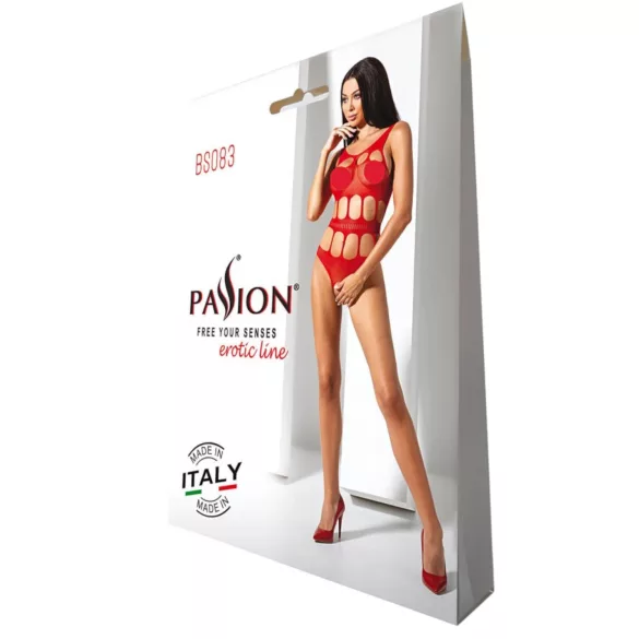 Passion BS083 - body rosso traforato, aperto (S-L)