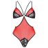 Passione Peonia - body rosso con taglio laterale