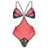 Passione Peonia - body rosso con taglio laterale