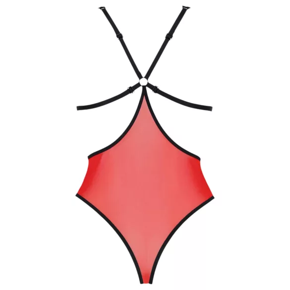 Passione Peonia - body rosso con taglio laterale