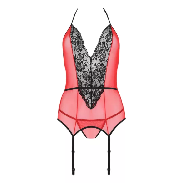 Passion Peonia - completo intimo con reggiseno e perizoma - rosso