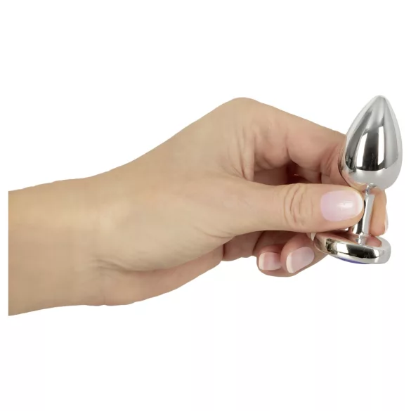 Magic Shiver - plug anale in metallo con gemma blu