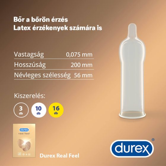 Preservativi Durex Real Feel Senza Lattice (16 pezzi)
