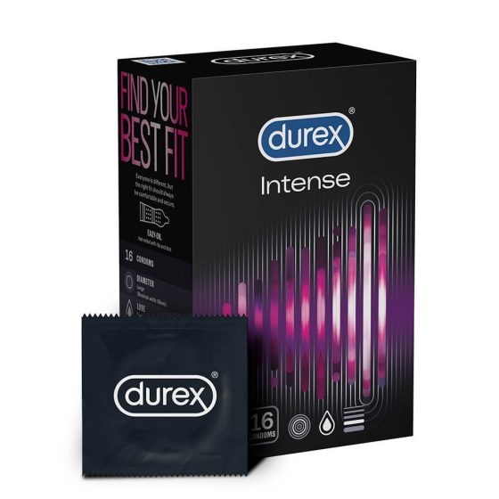Durex Intense - Preservativi stimolanti rigati e puntinati (16 pezzi)
