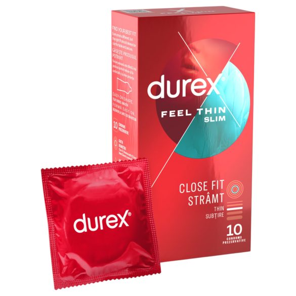 Durex Feel Thin Slim - Preservativi Ultra Sottili Sensazione Naturale (10 pezzi)