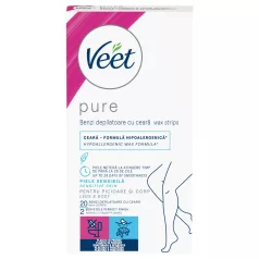   Veet Pure - strisce depilatorie gambe e corpo - pelle sensibile - 20 pezzi
