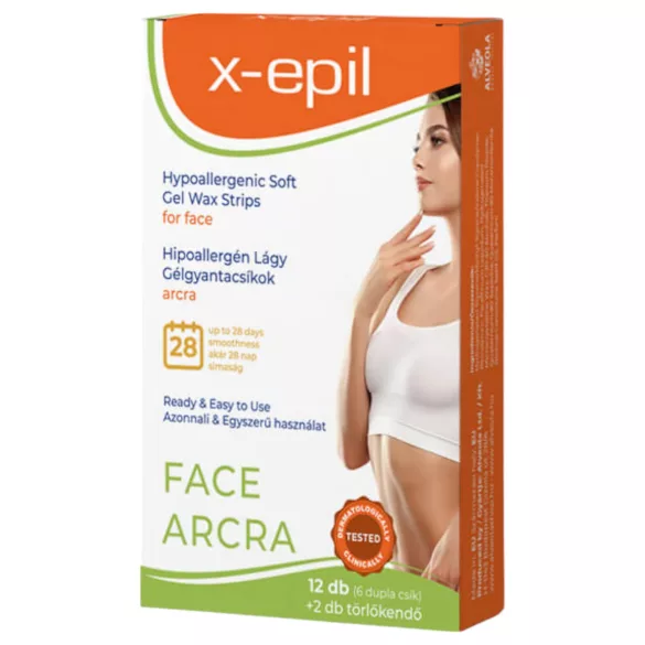 X-Epil - strisce depilatorie viso ipoallergeniche - gel (12 pezzi)