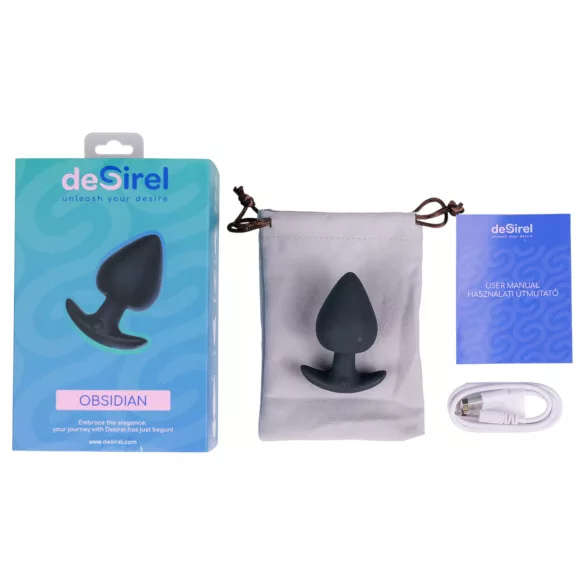 Desirel Obsidian - vibratore anale smart - silicone nero