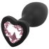 Sunfo - Plug Anale in Silicone con Gemma a Cuore (Nero-Rosa)