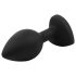 Sunfo - Plug Anale in Silicone con Gemma a Cuore (Nero-Rosa)