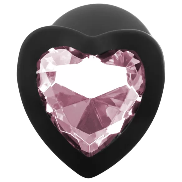 Sunfo - plug anale in silicone con pietra a cuore - nero e rosa
