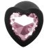 Sunfo - Plug Anale in Silicone con Gemma a Cuore (Nero-Rosa)