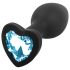 Sunfo - Plug anale in silicone con pietra blu a forma di cuore (nero)