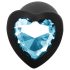 Sunfo - Plug anale in silicone con pietra blu a forma di cuore (nero)