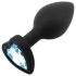 Sunfo - Plug anale in silicone con pietra blu a forma di cuore (nero)