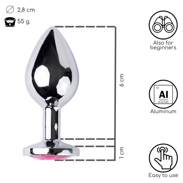 Desirel Pink Jewel S - plug anale - piccolo gioiello - argento/rosa