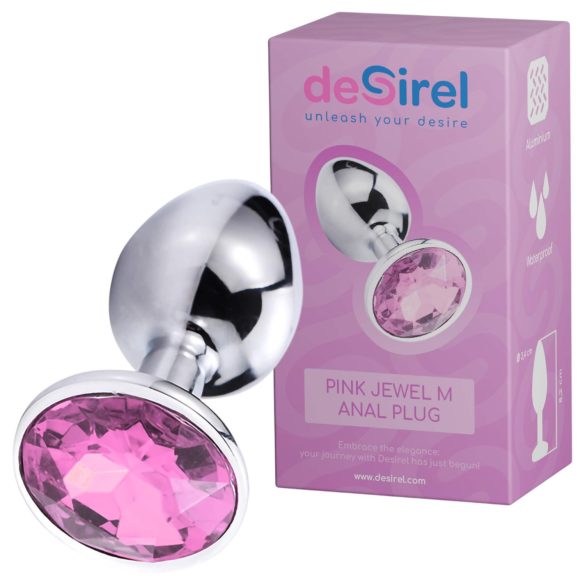 Desirel Pink Jewel M - plug anale (argento-rosa)