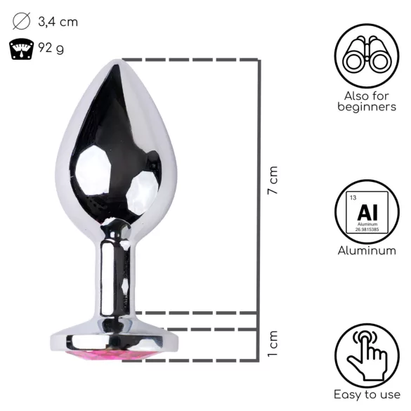 Desirel - plug anale - gioiello rosa M - argento/rosa