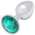 Sunfo - Plug anale in metallo con pietra verde (argento)