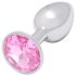 Sunfo - Plug anale in metallo con pietra rosa (argento)