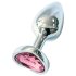 Sunfo - plug anale in metallo con pietra a forma di cuore rosa (argento)