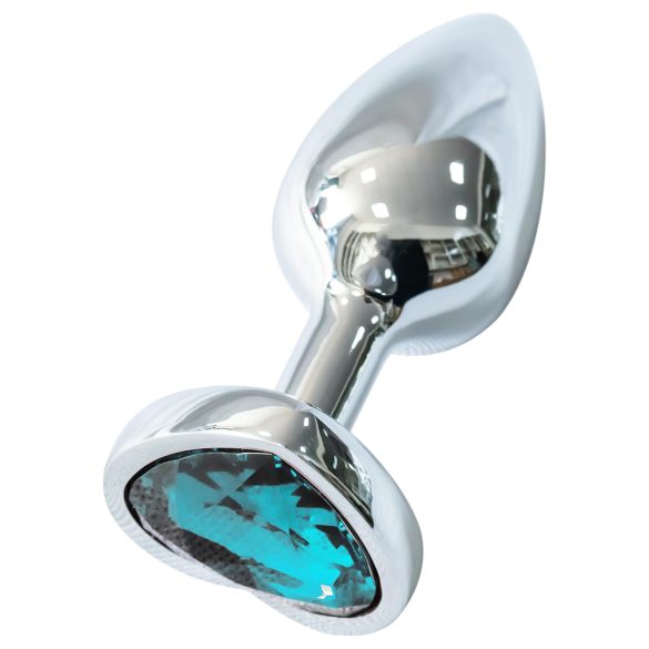 Sunfo - plug anale in metallo con cuore e gemma azzurra (argento)