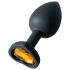 Sunfo - plug anale in silicone con pietra dorata a forma di cuore (nero)