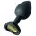 Sunfo - Plug anale in silicone con pietra verde a forma di cuore (nero)