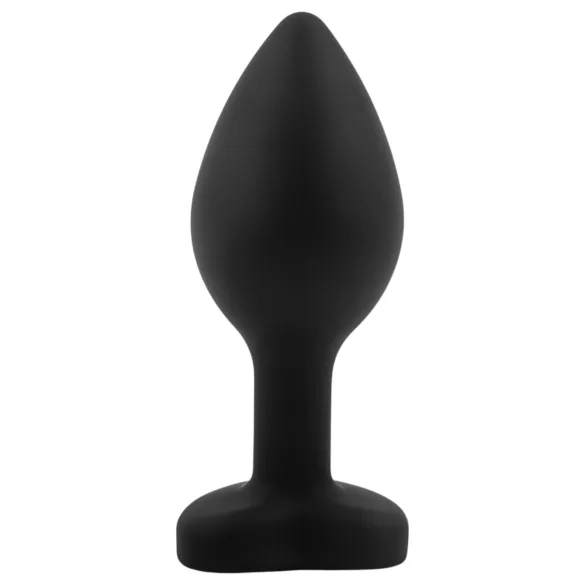Sunfo - plug anale in silicone con pietra a forma di cuore nera - nero