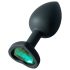 Sunfo - Plug anale in silicone con gemma a cuore verde scuro (nero)