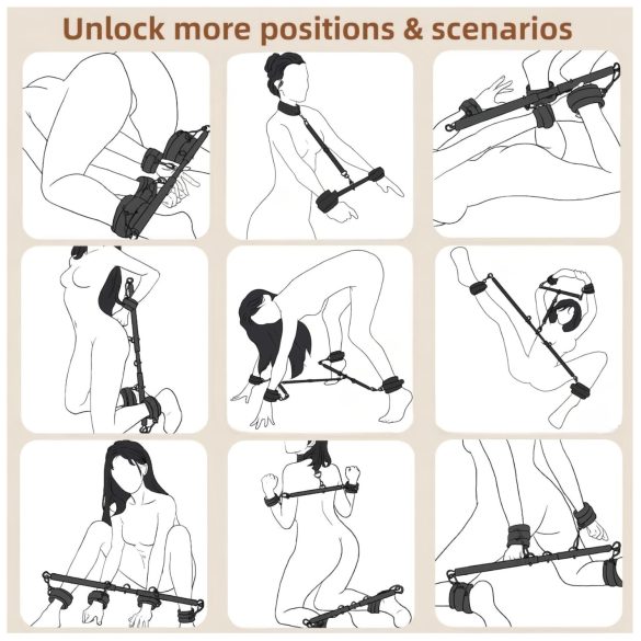 Lonely - barra divaricatrice regolabile con manette - nero