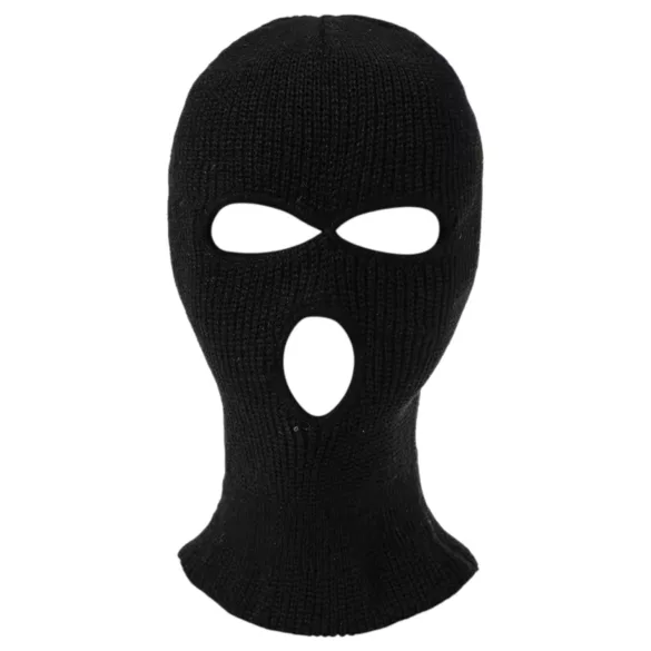 Balaclava - maschera fetish con 3 aperture - tessuto nero