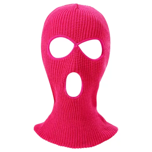 Balaclava - passamontagna a maglia con 3 aperture (rosa scuro)