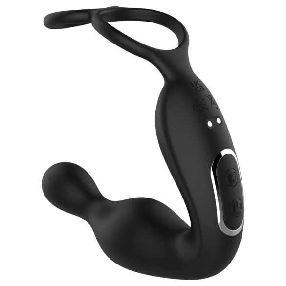 Lonely - vibratore prostatico rotante con testina e anello fallico (nero)